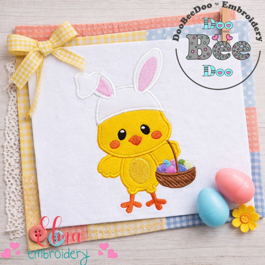 Easter Bunny Chick with Basket - Appliqué – Machine Embroidery Design