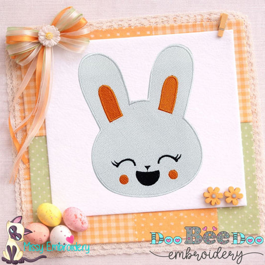 Cute Easter Bunny Face – Fill Stitch – Machine Embroidery Design
