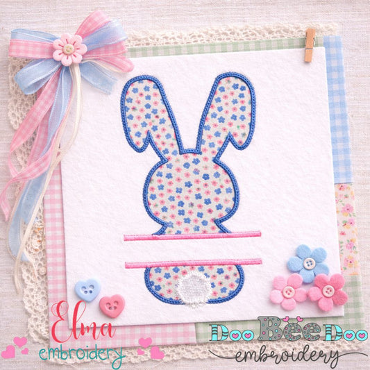 Split Bunny Monogram Frame - Appliqué - Machine Embroidery Design