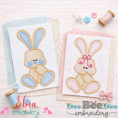 Cute Bunny Big Ears Girl & Boy – Appliqué – Machine Embroidery Design