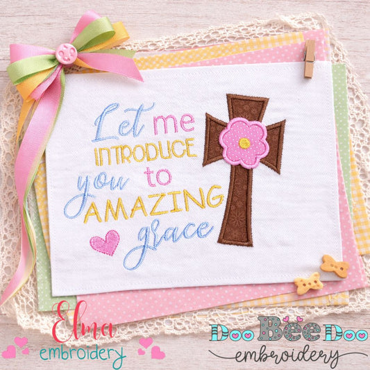 Amazing Grace Cross Floral - Appliqué – Machine Embroidery Design