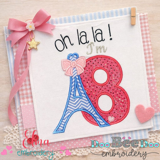 Eiffel Tower Number 8 – Appliqué – Machine Embroidery Design