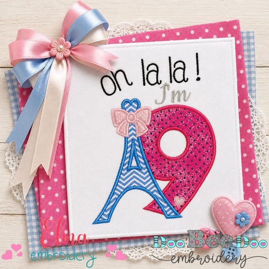 Parisian Eiffel Tower Number Nine - Appliqué – Machine Embroidery Design