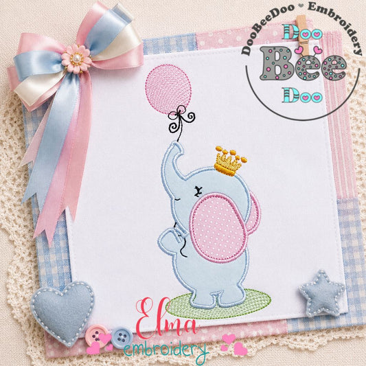 Baby Elephant With Balloon - Appliqué – Machine Embroidery Design