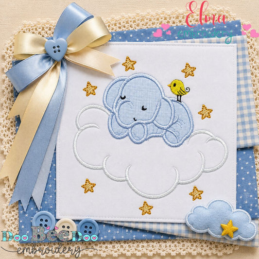 Dreamy Baby Elephant - Appliqué - Machine Embroidery Design