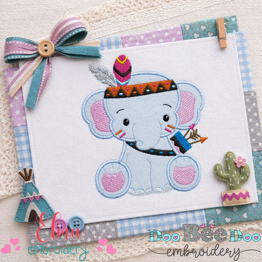 Sweet Boho Elephant Baby – Appliqué – Machine Embroidery Design