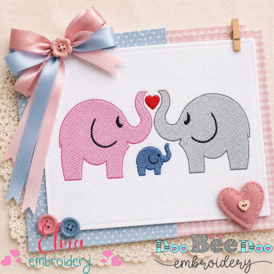 Elephant Family - Fill Stitch – Machine Embroidery Design