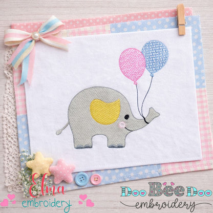 Elephant with Balloons - Fill Stitch – Machine Embroidery Design