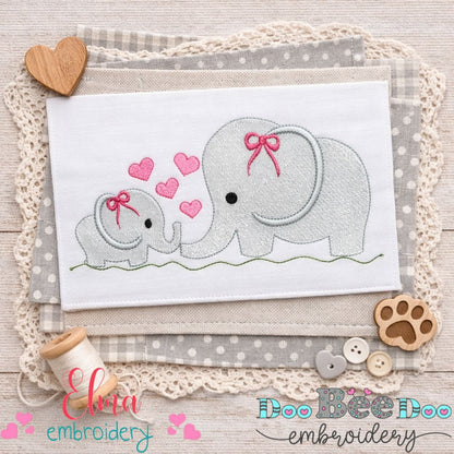 Elephant Mom and Baby - Fill Stitch - Machine Embroidery Design