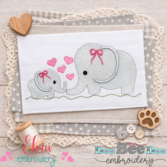 Elephant Mom and Baby - Fill Stitch - Machine Embroidery Design