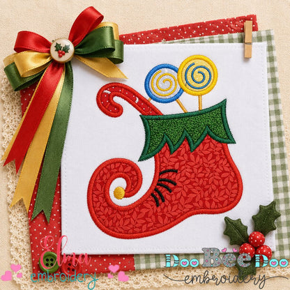 Sweet Elf Candy Boot - Appliqué - Machine Embroidery Design