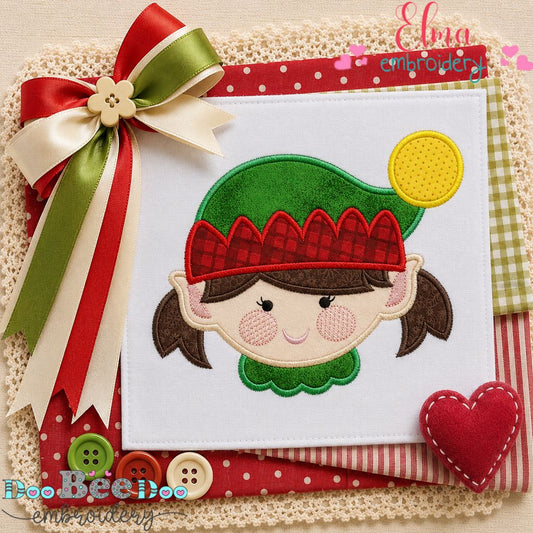 Sweet Christmas Elf Girl - Appliqué - Machine Embroidery Design