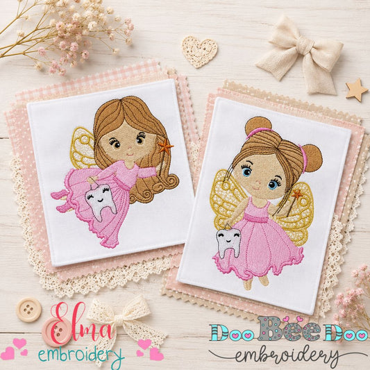 Sweet Tooth Fairy Girls Set – Fill Stitch – Machine Embroidery Design