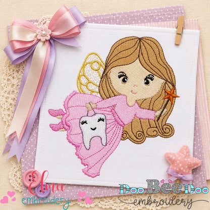 Tooth Fairy Girl Flying – Fill Stitch – Machine Embroidery Design