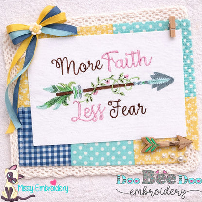 More Faith Less Fear Arrow – Fill Stitch – Machine Embroidery Design