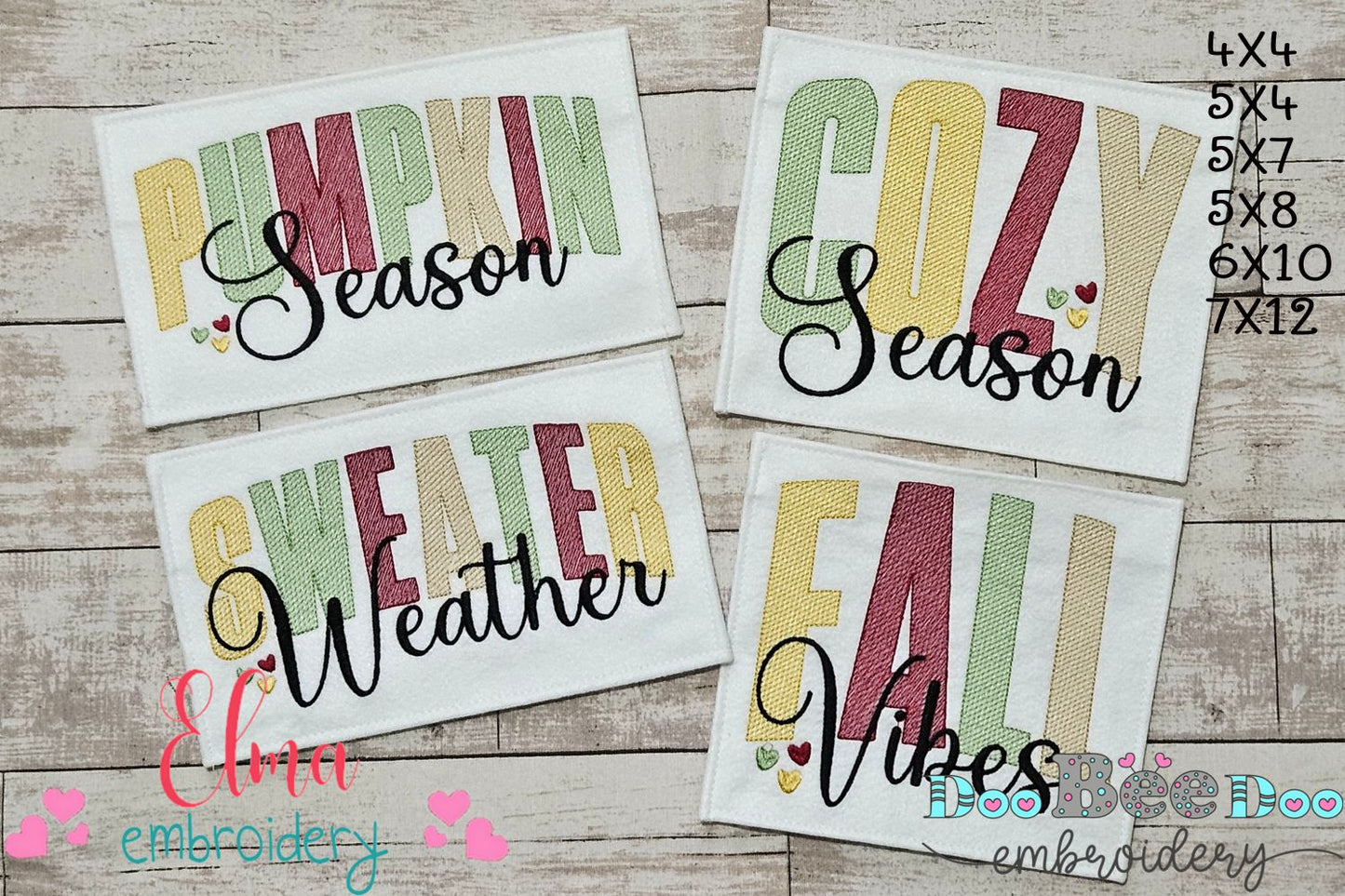 🍁 Fall Vibes Quote Set – Sketch Stitch – Machine Embroidery Design