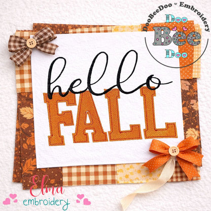 Hello Fall Lettering – Fill Stitch – Machine Embroidery Design