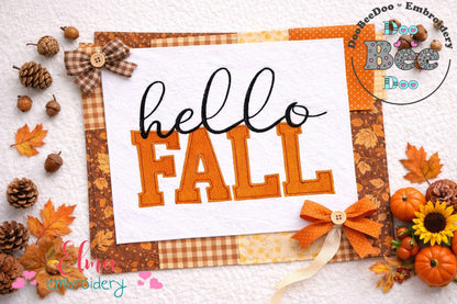 Hello Fall Lettering – Fill Stitch – Machine Embroidery Design