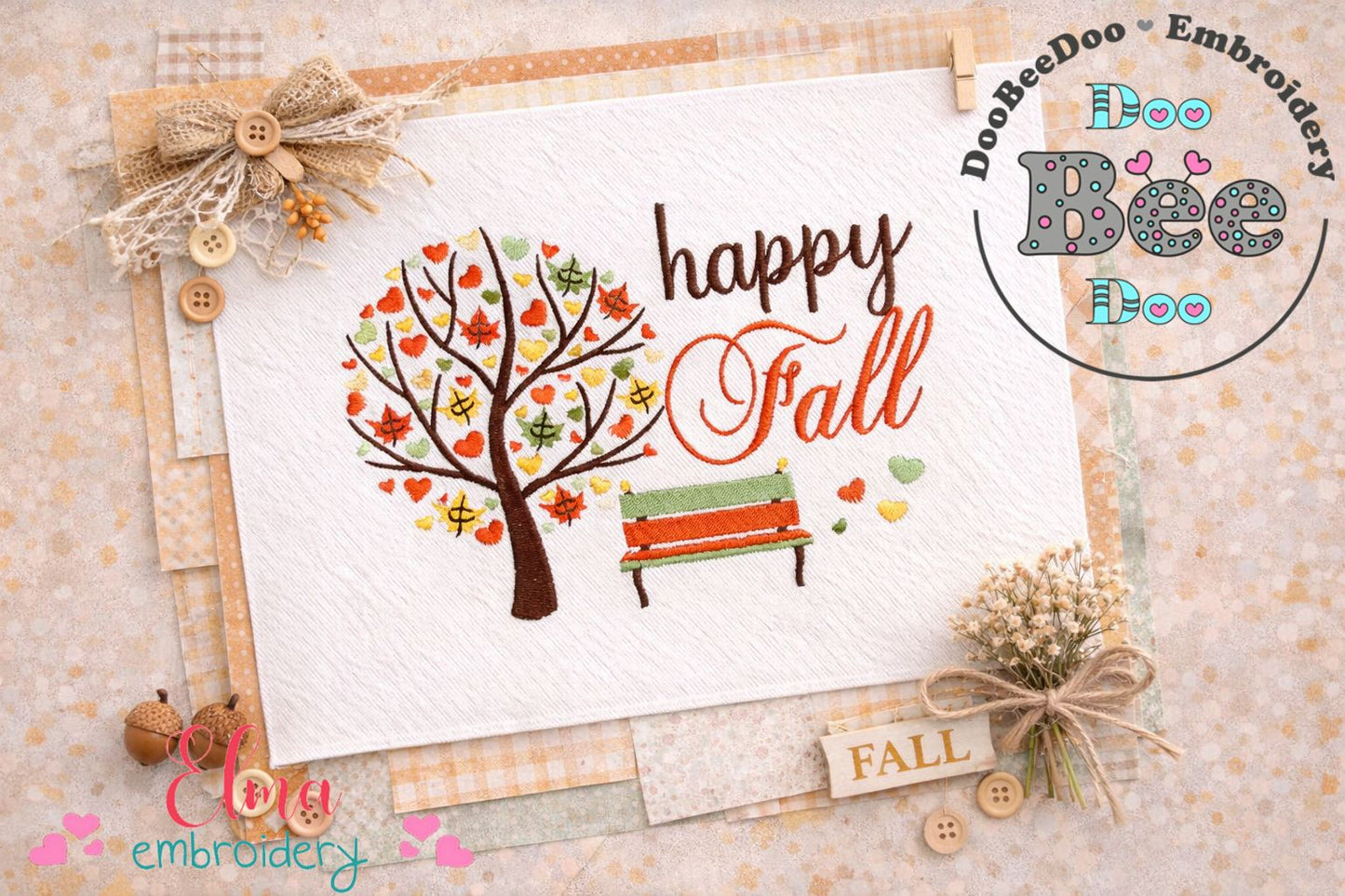 Happy Fall – Fill Stitch – Machine Embroidery Design