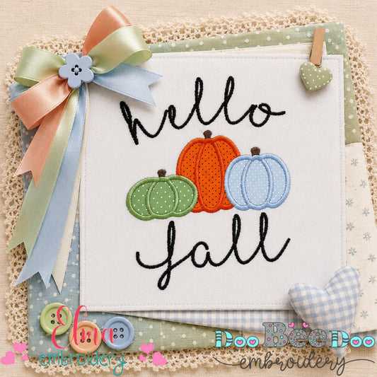 Pumpkin Patch Greeting - Appliqué - Machine Embroidery Design