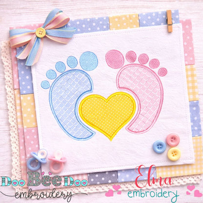 Sweet Baby Feet Heart - Appliqué – Machine Embroidery Design