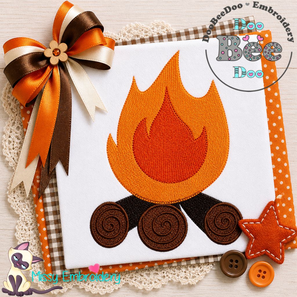 Cozy Campfire Flames – Fill Stitch – Machine Embroidery Design