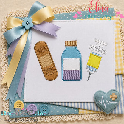 First Aid Essentials Trio - Appliqué - Machine Embroidery Design