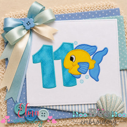 Little Fish Number Eleven - Appliqué - Machine Embroidery Design