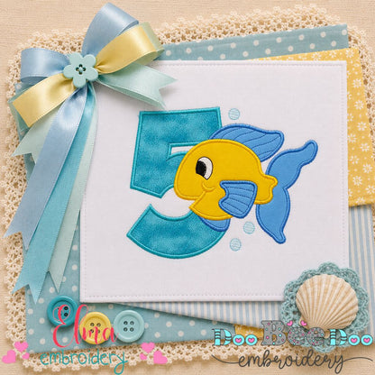 Little Fish Number Five - Appliqué - Machine Embroidery Design