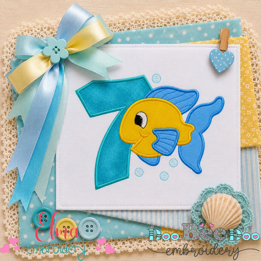 Little Fish Number Seven - Appliqué - Machine Embroidery Design