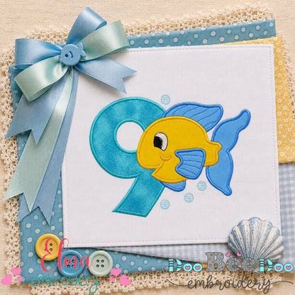 Little Fish Number Nine - Appliqué - Machine Embroidery Design