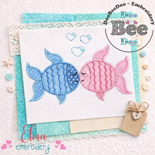 Two Little Fishes – Zigzag Appliqué – Machine Embroidery Design