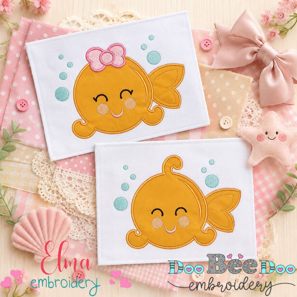 Golden Fish Collection - Appliqué - Machine Embroidery Design
