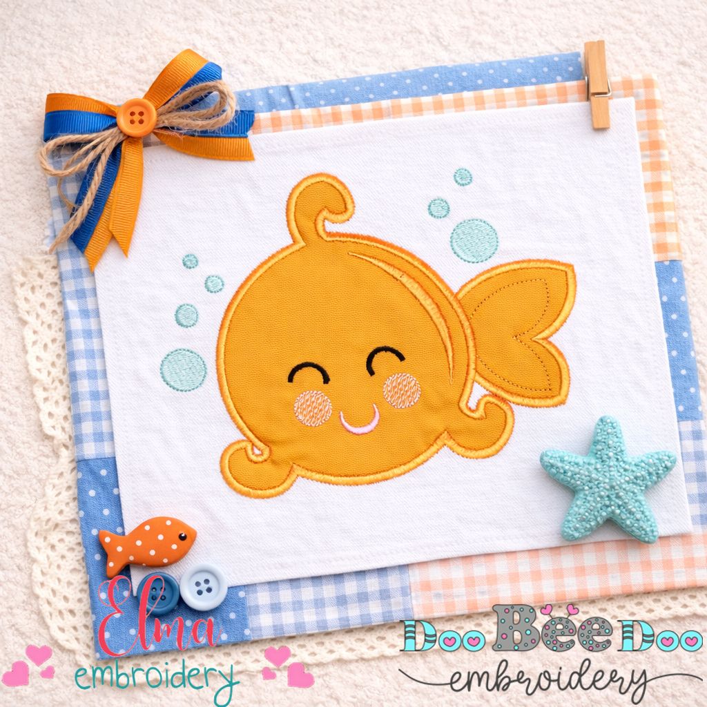 Cute Golden Fish - Appliqué – Machine Embroidery Design