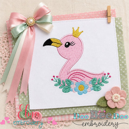 Princess Flamingo - Applique - Machine Embroidery Design