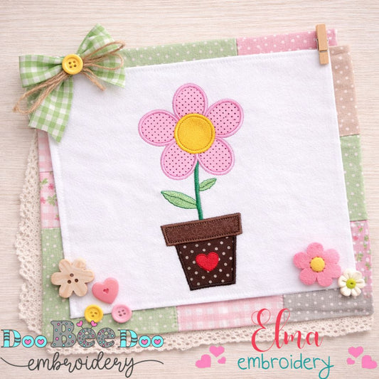 Sweet Flower in Pot - Appliqué – Machine Embroidery Design