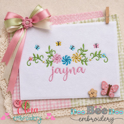Delicate Floral Frame - Satin Stitch - Machine Embroidery Design