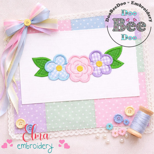 Summer Flowers Border – Appliqué – Machine Embroidery Design
