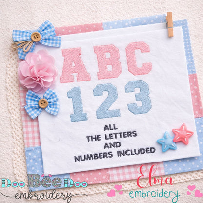 Classic Alphabet & Numbers Set - Fill Stitch - Machine Embroidery Design