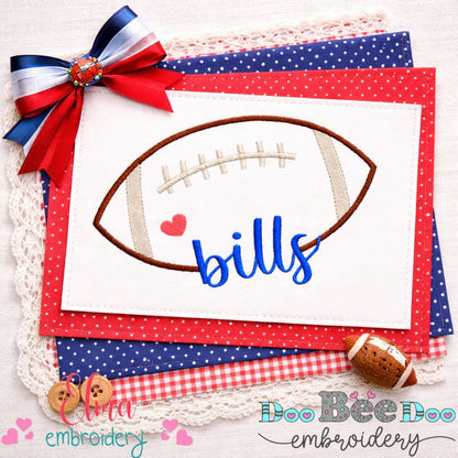 Bills Football Script Heart – Satin Stitch – Machine Embroidery Design