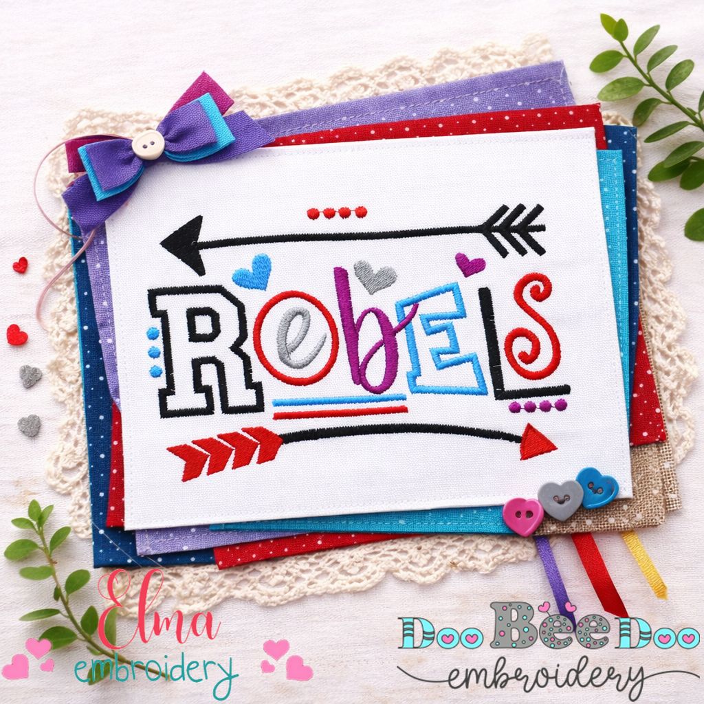 Rebels Arrows & Hearts - Satin Stitch – Machine Embroidery Design