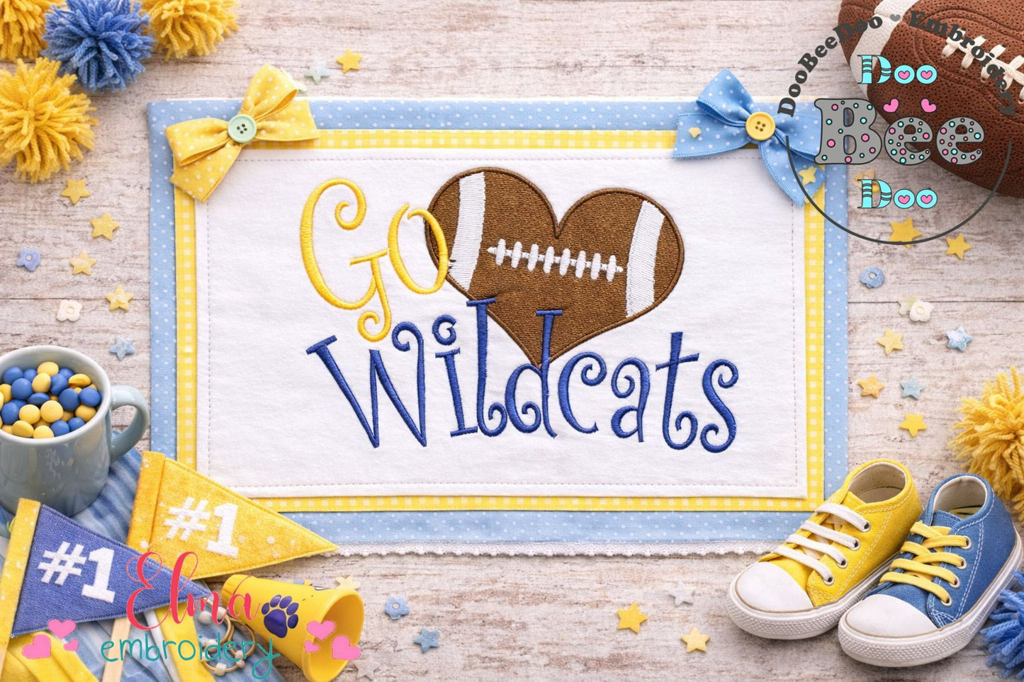 Go Wildcats Football Heart – Fill Stitch – Machine Embroidery Design