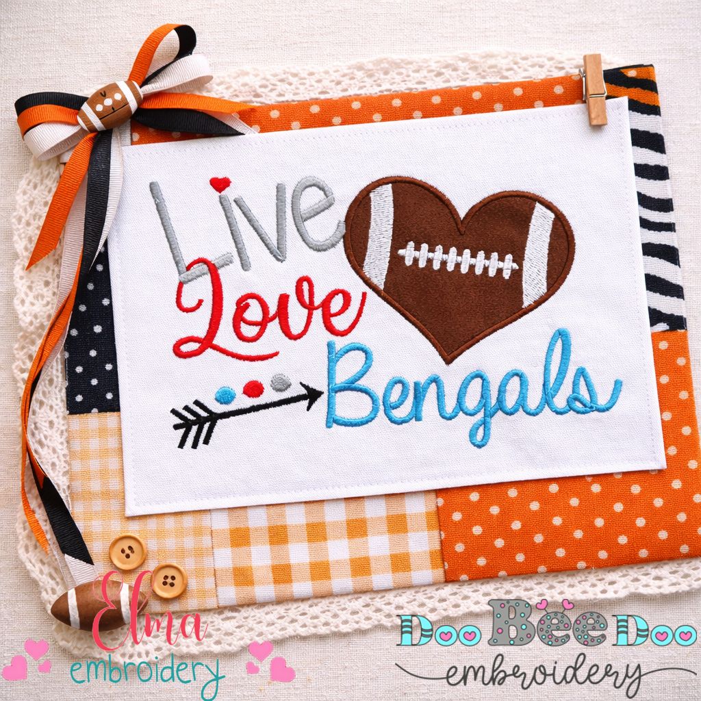 Live Love Bengals – Appliqué – Machine Embroidery Design