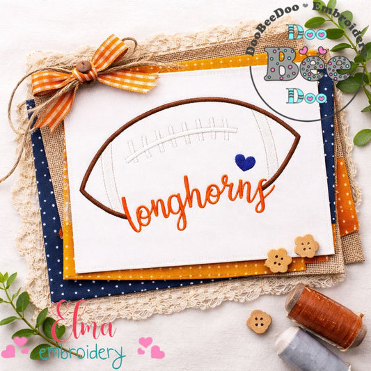 Longhorn Football Script - Satin Stitch – Machine Embroidery Design
