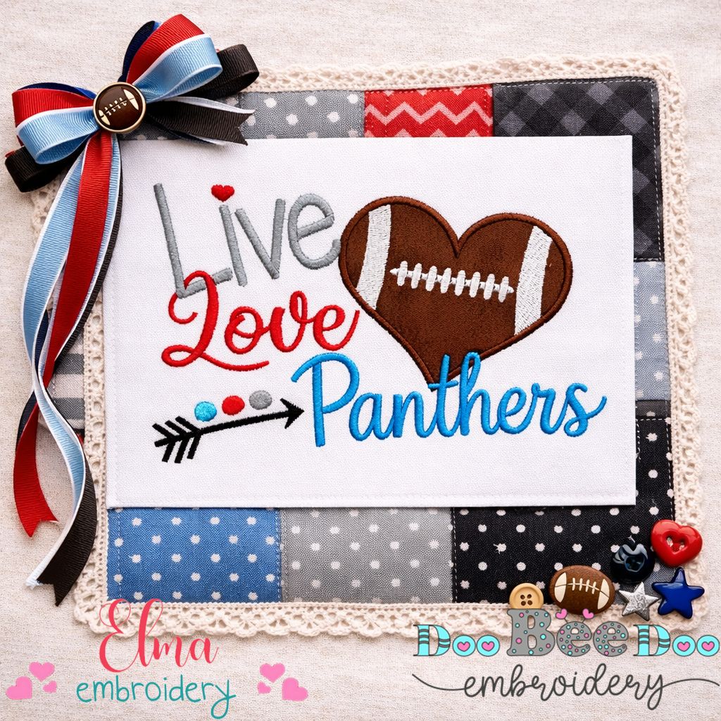 Live Love Panthers – Appliqué – Machine Embroidery Design