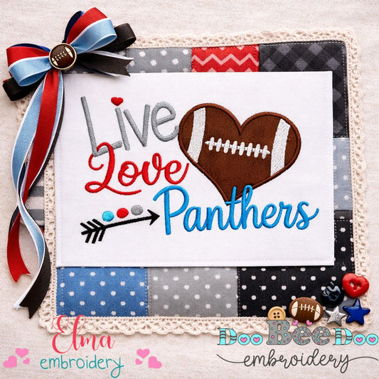 Live Love Panthers – Appliqué – Machine Embroidery Design
