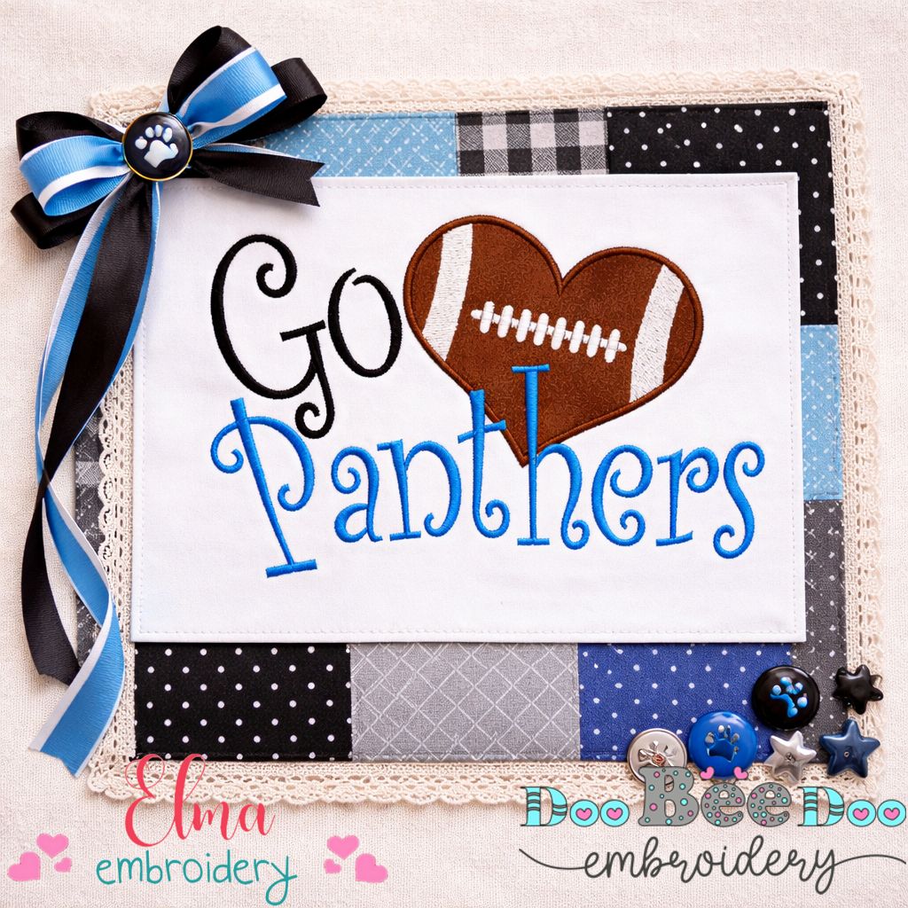 Go Panthers – Appliqué – Machine Embroidery Design