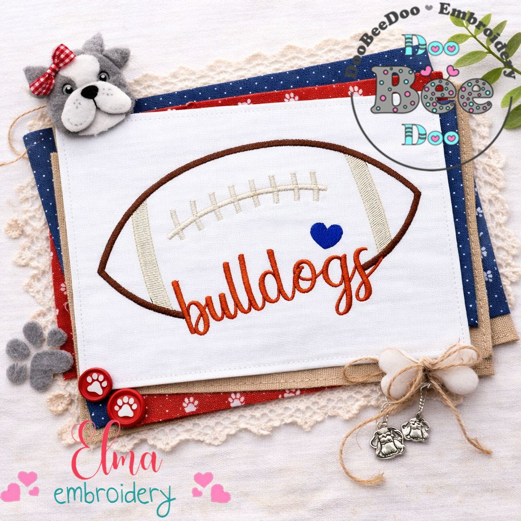 Bulldogs Football Script - Satin Stitch – Machine Embroidery Design
