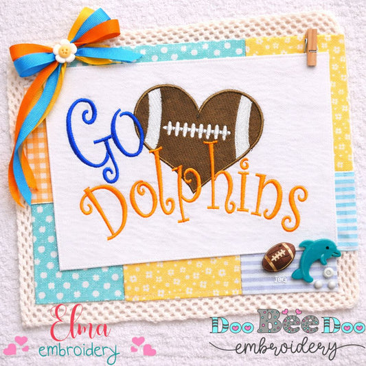 Go Dolphins – Fill Stitch – Machine Embroidery Design