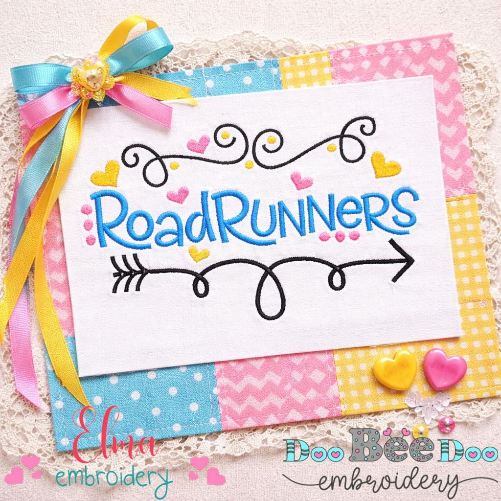 Roadrunners Arrows Hearts - Satin Stitch - Machine Embroidery Design